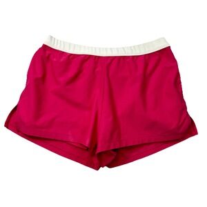 Nike Running Shorts Womens Small Pink‎ Dri Fit Brief Swoosh Logo Mid Rise